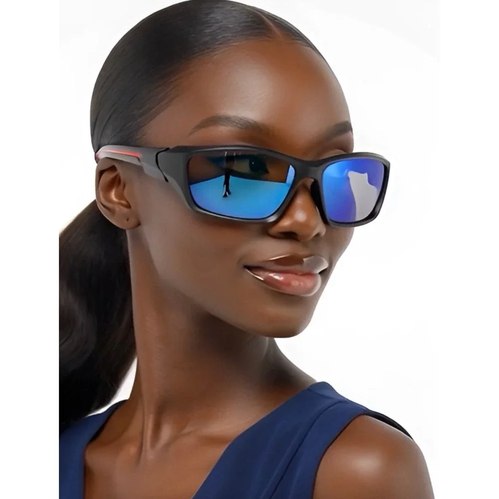 Blue Mirror Lens Cycling Running Women Shades Outdoor Sport Polarized Sunglasses